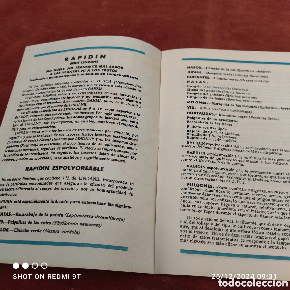 Cat&aacute;logos publicitarios: Rapidin insecticida a base de lindane - Foto 2