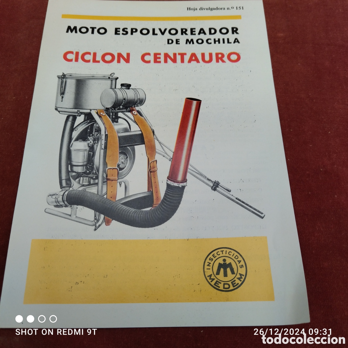 Werbekataloge: Moto espolvoreador de mochila cicl&oacute;n centauro 1968