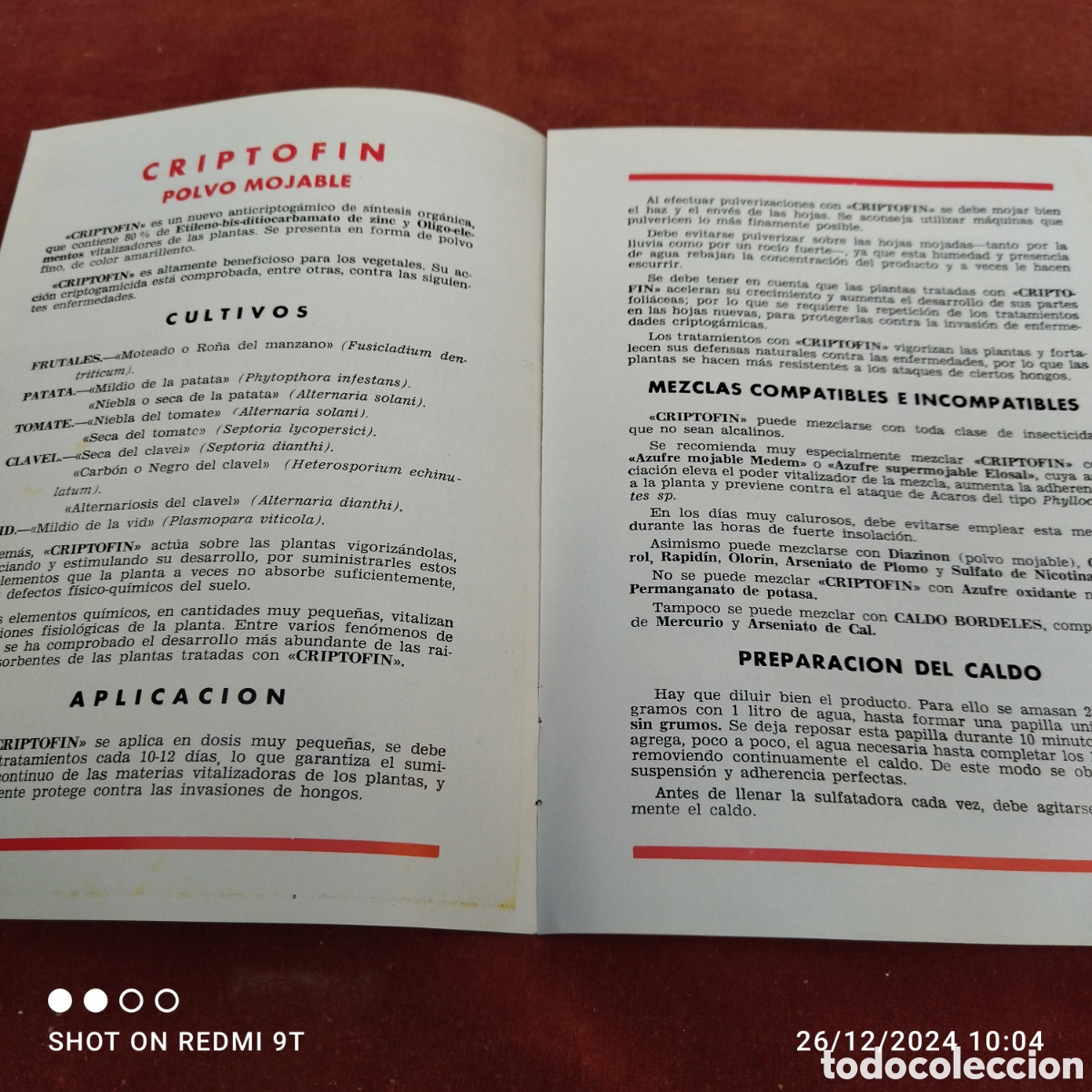 Cat&aacute;logos publicitarios: Criptofin espolvoreable 1965 - Foto 3