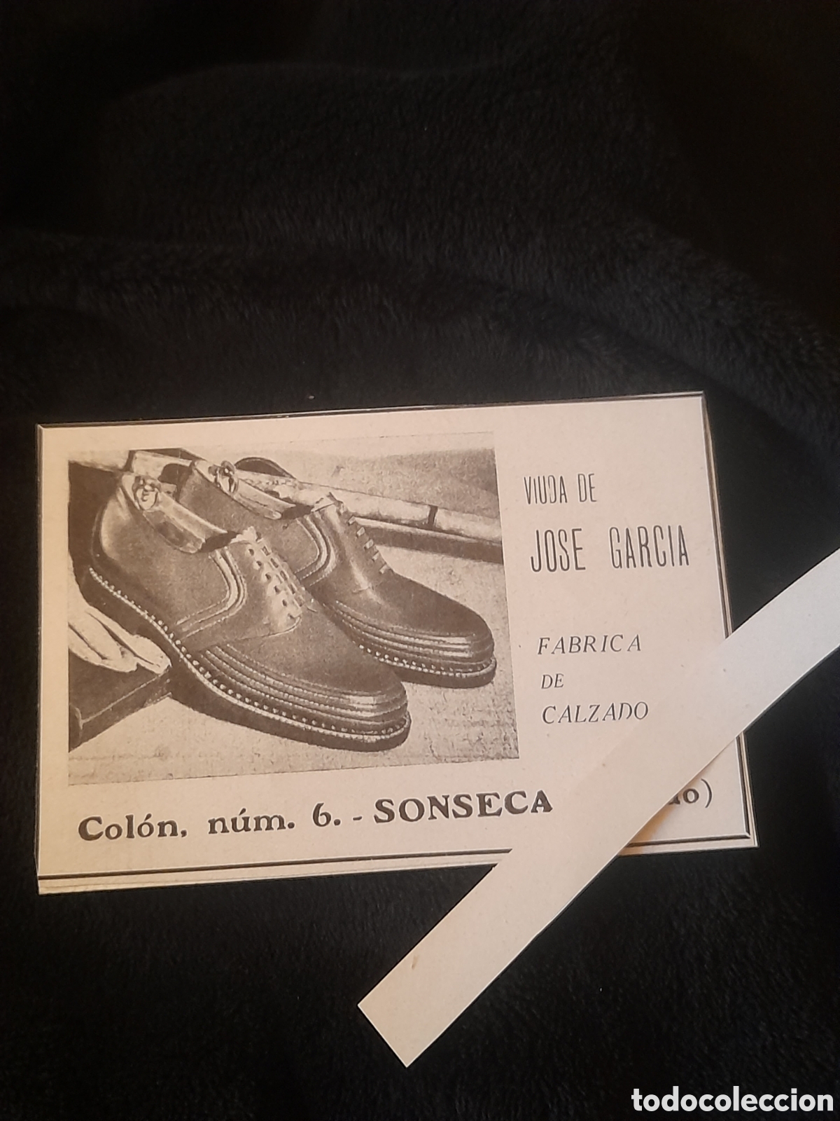 Werbekataloge: Antiguo anuncio publicitario pegado a cartulina, VIUDA DE JOS&Eacute; GARC&Iacute;A, F&aacute;brica de Calzado, Sonseca