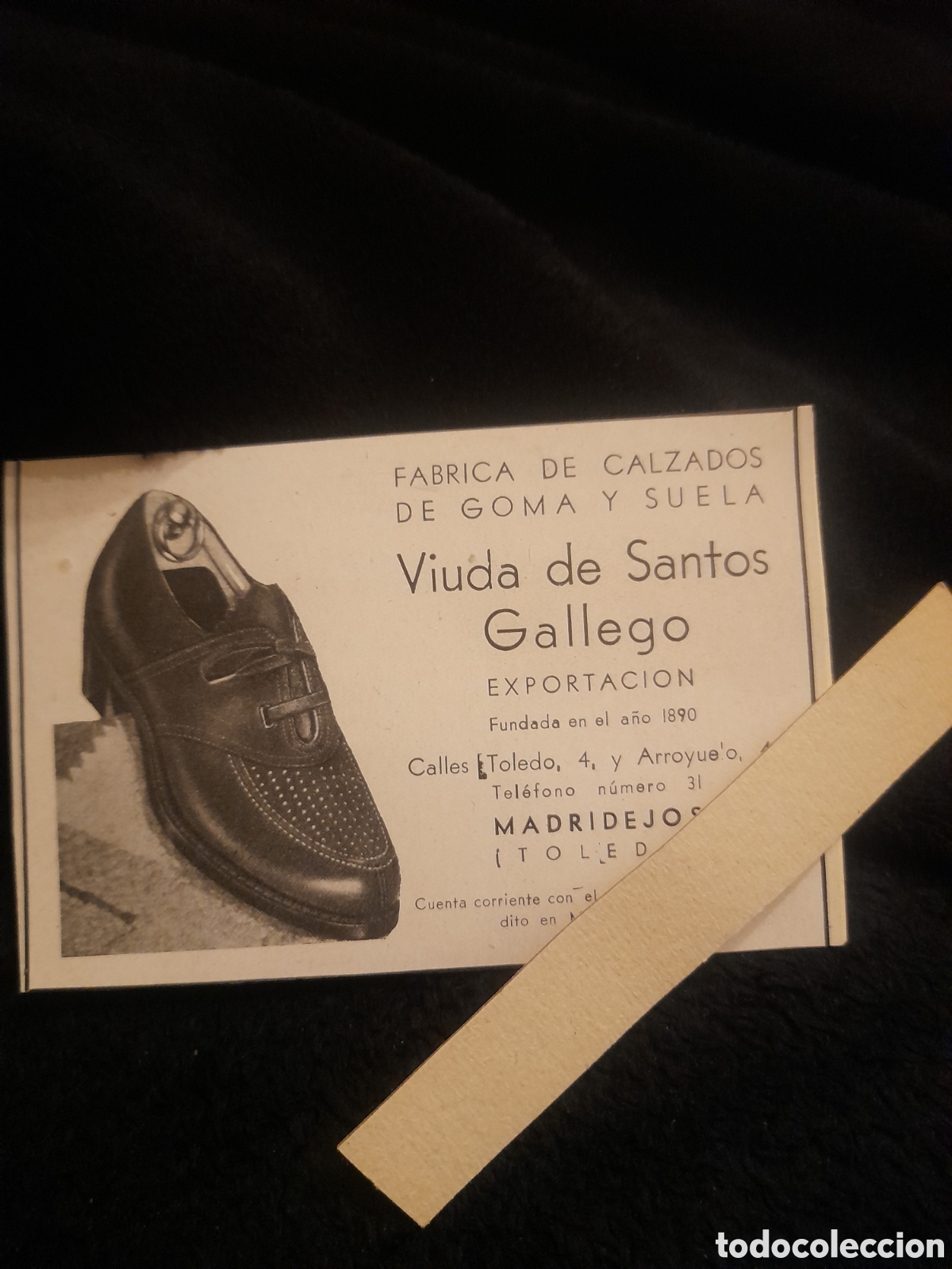 Advertising Catalogs: Antiguo anuncio publicitario, F&aacute;brica de Calzados, Viuda de Santos Gallego, Madrilejos