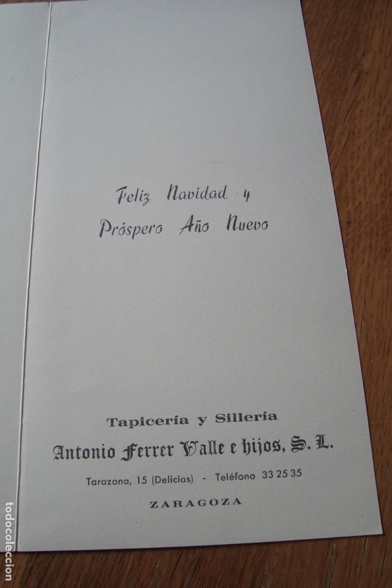 Werbekataloge: ANTIGUA TARJETA FELICITACION TAPICERIA Y SILLERIA ANTONIO FERRER VALLE E HIJOS S.L ZARAGOZA 1969?