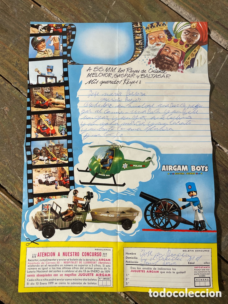 Werbekataloge: CARTA REYES MAGOS CON PUBLICIDAD DE JUGUETES AIRGAM. AIRGAMBOYS