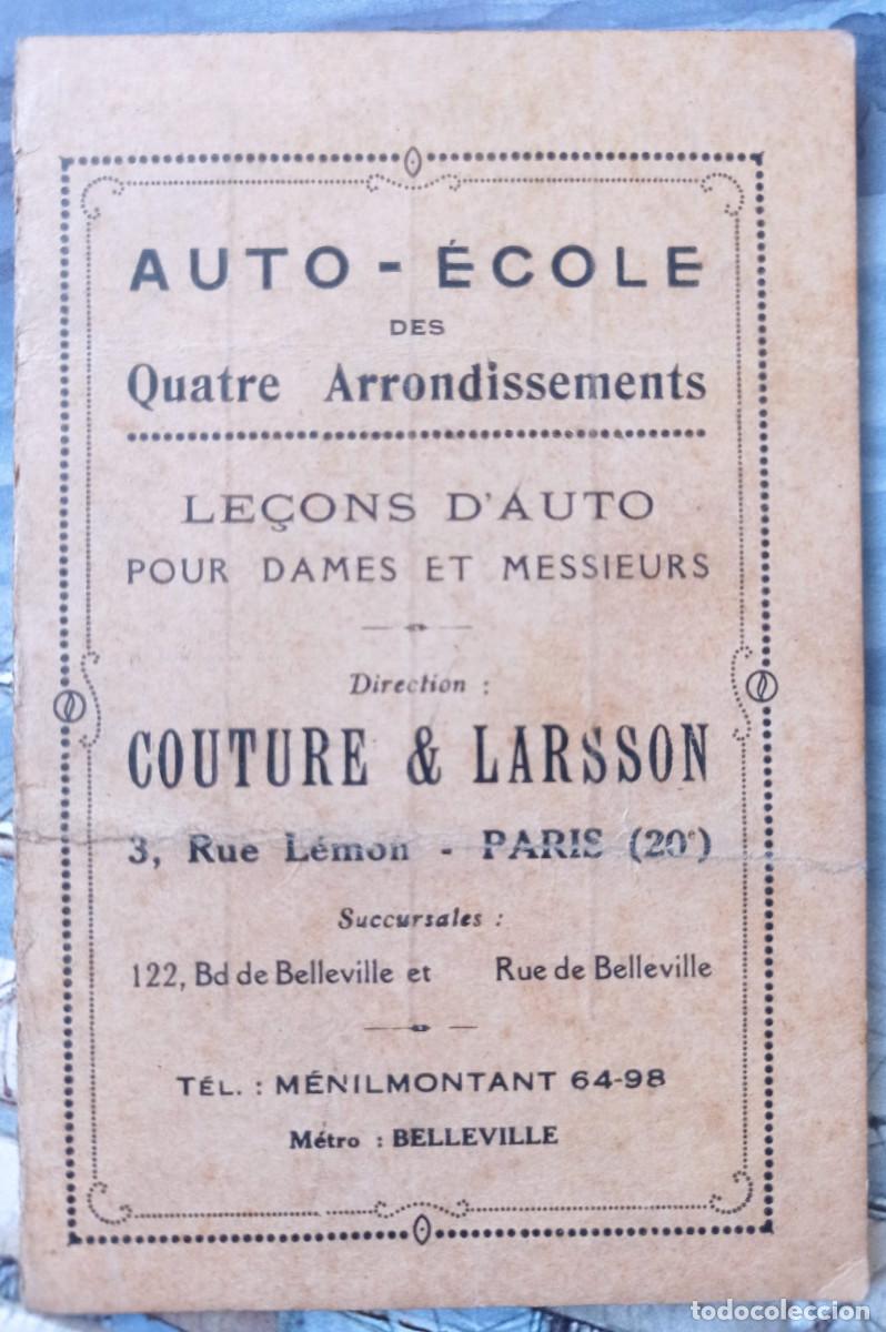 Cat&aacute;logos publicit&aacute;rios: ANTIGUO FOLLETO DE UNA AUTO ESCUELA,Auto-&Eacute;cole des Quatre Arrondissements,PARIS