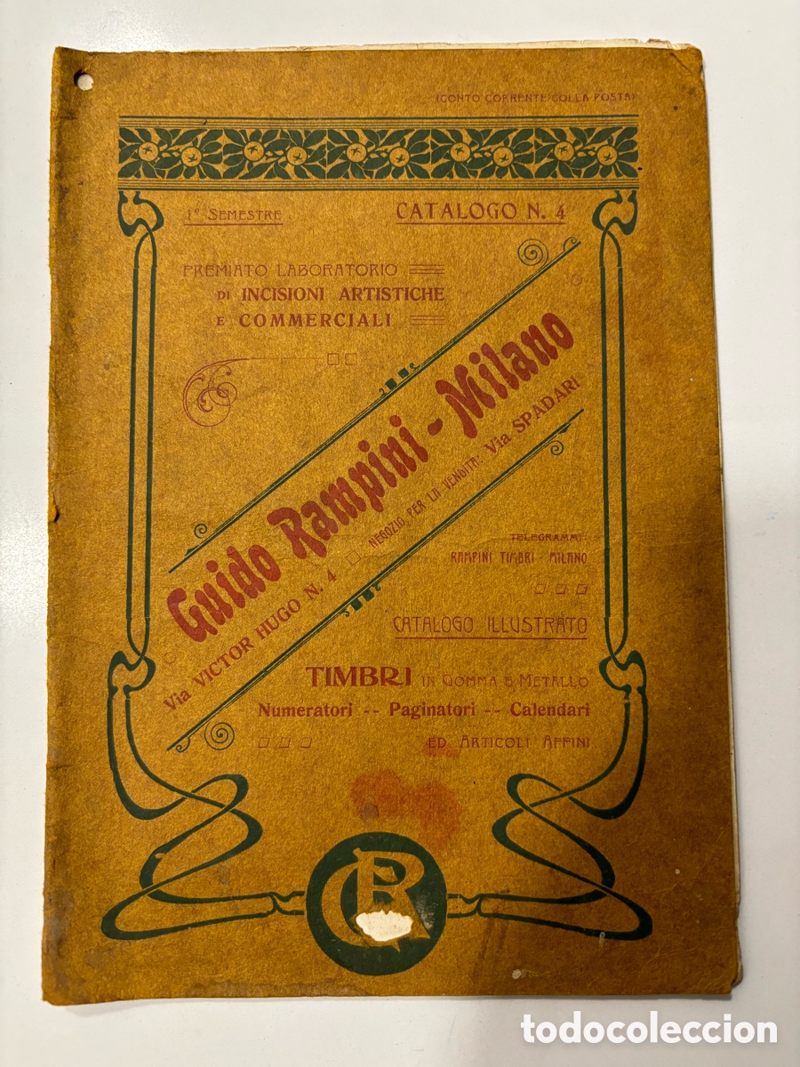 Cat&aacute;logos publicit&aacute;rios: Cat&aacute;logo italiano art&iacute;culos imprenta tampones sellos Guido Rampini Milano