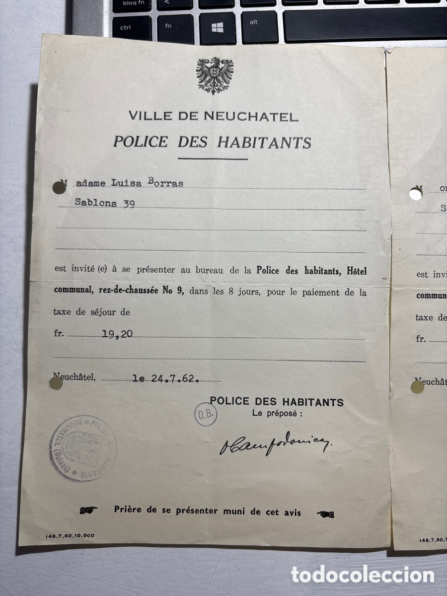 Advertising Catalogs: Folleto Ville de Neuchatel Police des habitants 1962 Suiza