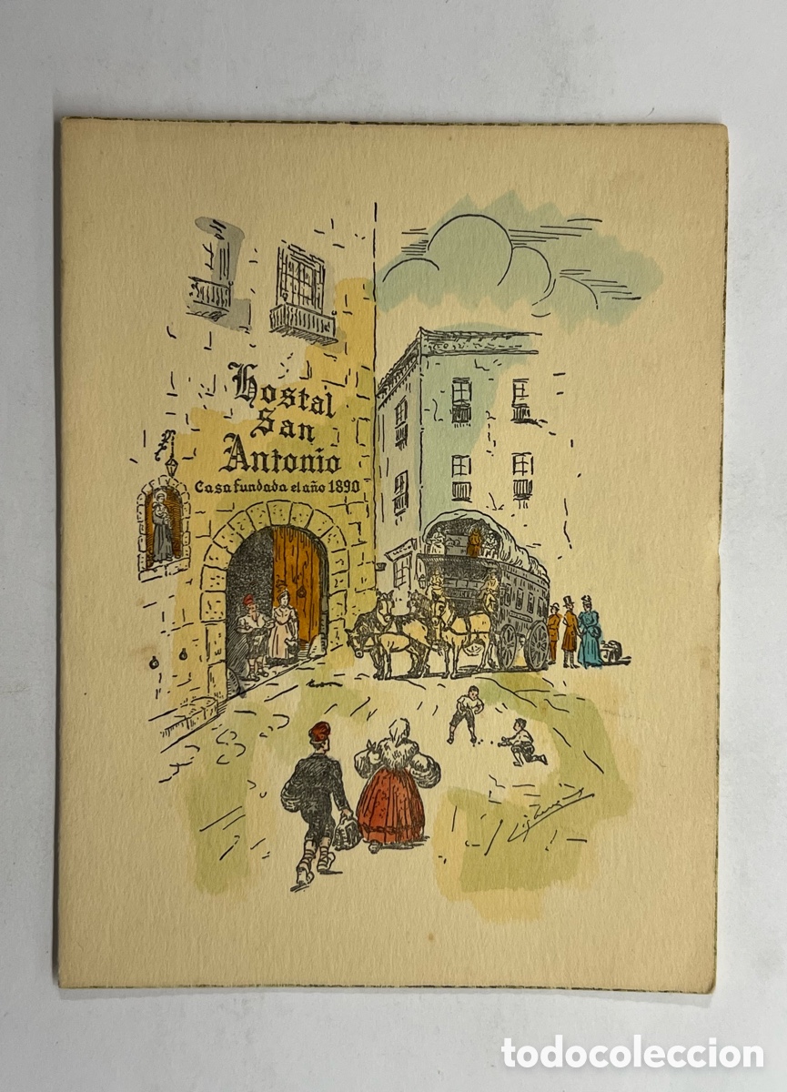 Advertising Catalogs: BARCELONA. Hostal San Antonio. Un men&uacute;, Una boda celebrada en 1961, firmada por los contrayentes