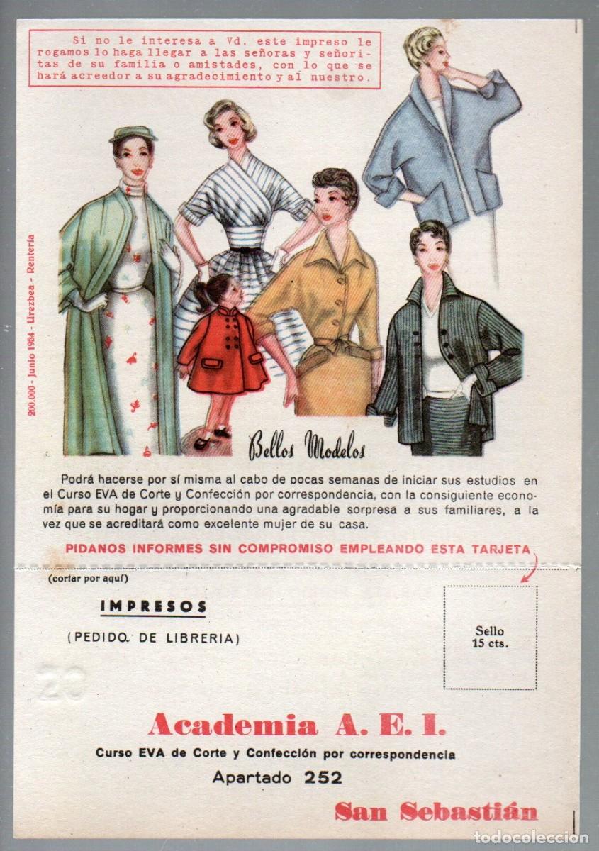 Cataloghi pubblicitari: PUBLICIDAD DE 1954,ACADEMIA A. E. I. SAN SEBASTIAN. TARJETA DE PEDIDO.