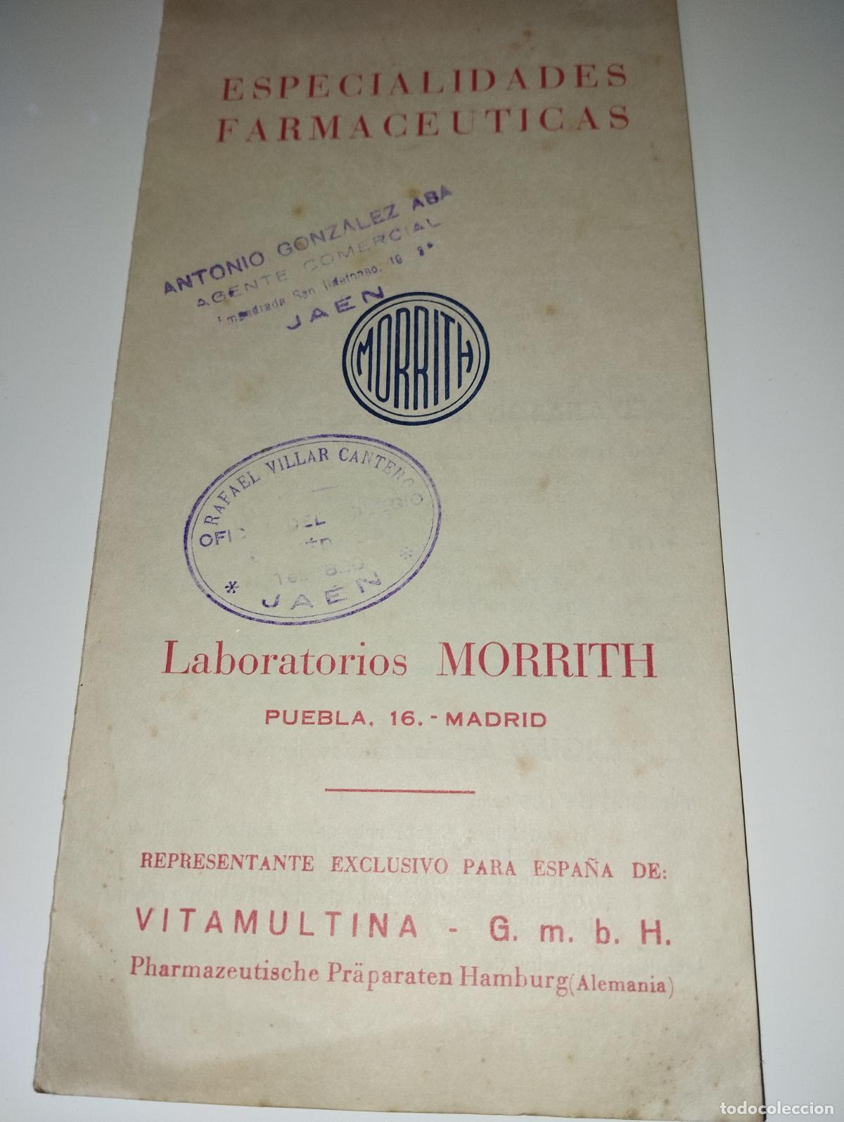 Cat&aacute;logos publicitarios: CAT&Aacute;LOGO DE FARMACIA LABORATORIOS MORRITH LISTA DE PRECIOS // A&Ntilde;OS 50