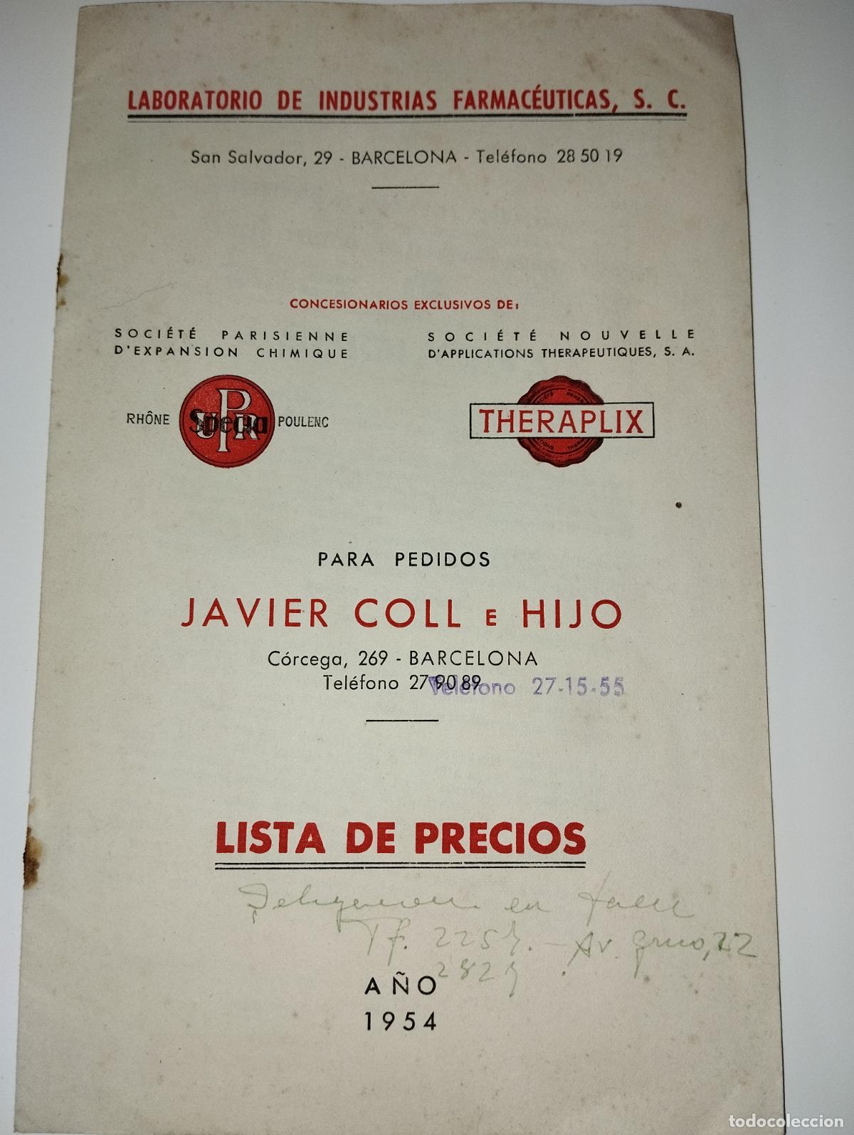 Cat&aacute;logos publicitarios: CAT&Aacute;LOGO DE FARMACIA LABORATORIOS INDUSTRIAS FARMACE&Uacute;TICAS LISTA DE PRECIOS // A&Ntilde;OS 50