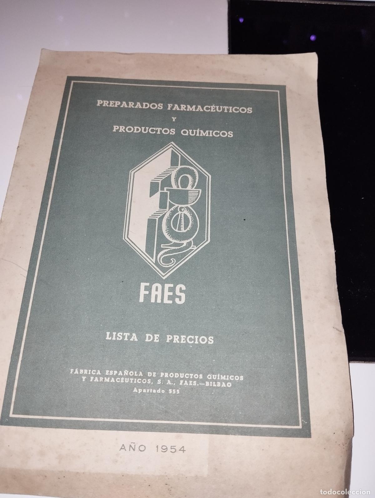 Cat&aacute;logos publicitarios: CAT&Aacute;LOGO DE FARMACIA LABORATORIO FAES // LISTA DE PRECIOS // A&Ntilde;OS 50
