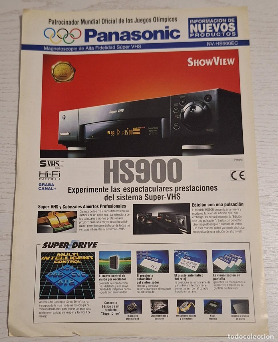 Cat&aacute;logos publicit&aacute;rios: HOJA PUBLICITARIA DEL MAGNETOSCOPIO DE ALTA FIDELIDAD S&Uacute;PER VHS PANASONIC HS900