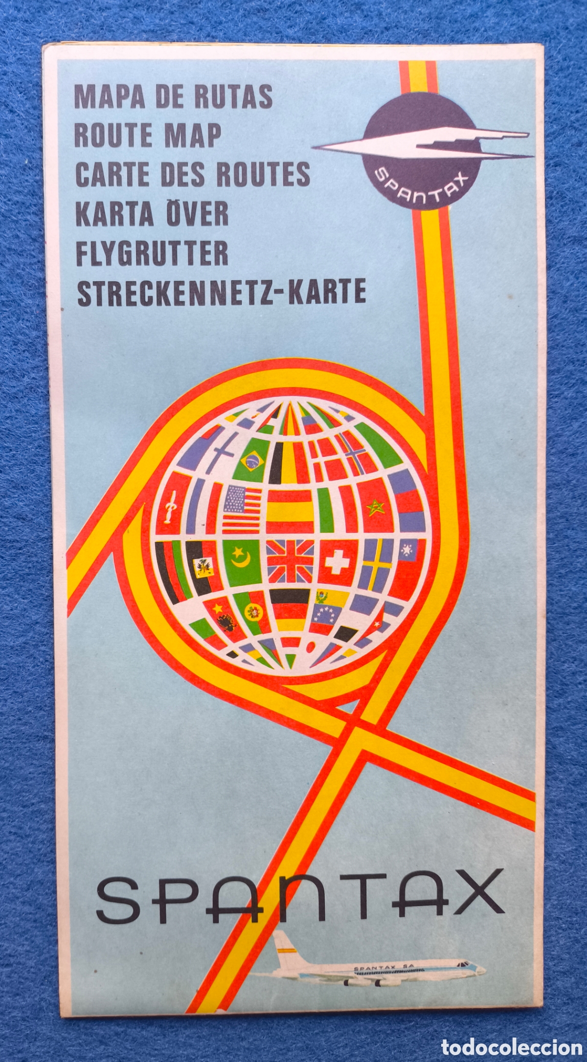 Cat&aacute;logos publicit&aacute;rios: AVI&Oacute;N CORONADO CONVAIR C 990 SPANTAX MAPA DE RUTAS C. 1970
