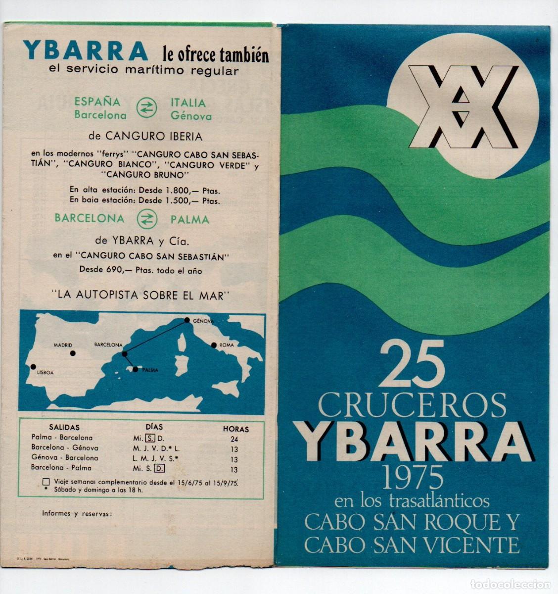 Cat&aacute;logos publicit&aacute;rios: 25 CRUCEROS YBARRA 1975, TRASATL&Aacute;NTICOS CABO SAN ROQUE Y CABO SAN VICENTE.