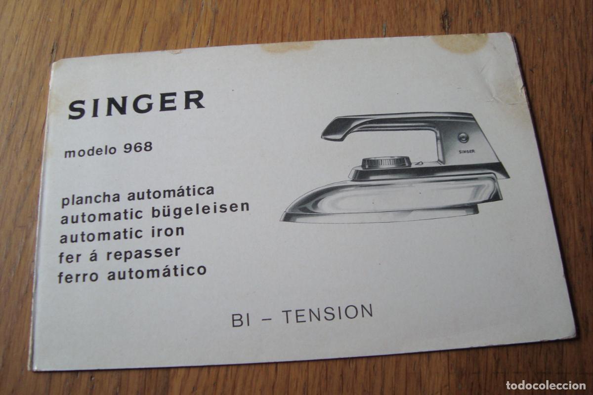 Cat&aacute;logos publicit&aacute;rios: ANTIGUO TRIPTICO INSTRUCCIONES PLACHA ELECTRICA SINGER MODELO 968