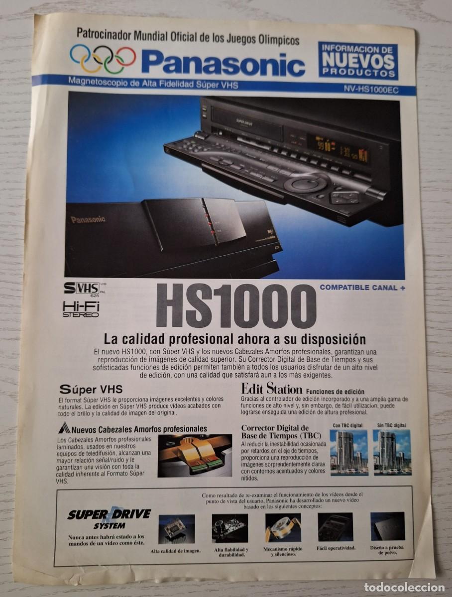 Cat&aacute;logos publicit&aacute;rios: HOJA PUBLICITARIA DEL MAGNETOSCOPIO DE ALTA FIDELIDAD S&Uacute;PER VHS PANASONIC HS1000