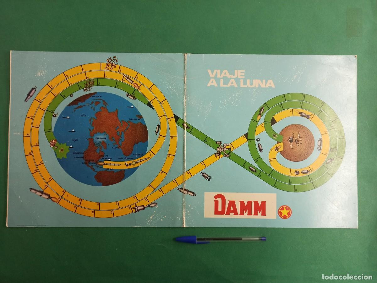 Cat&aacute;logos publicitarios: Antiguo tablero de juego Viaje a la Luna. Publicidad Damm.