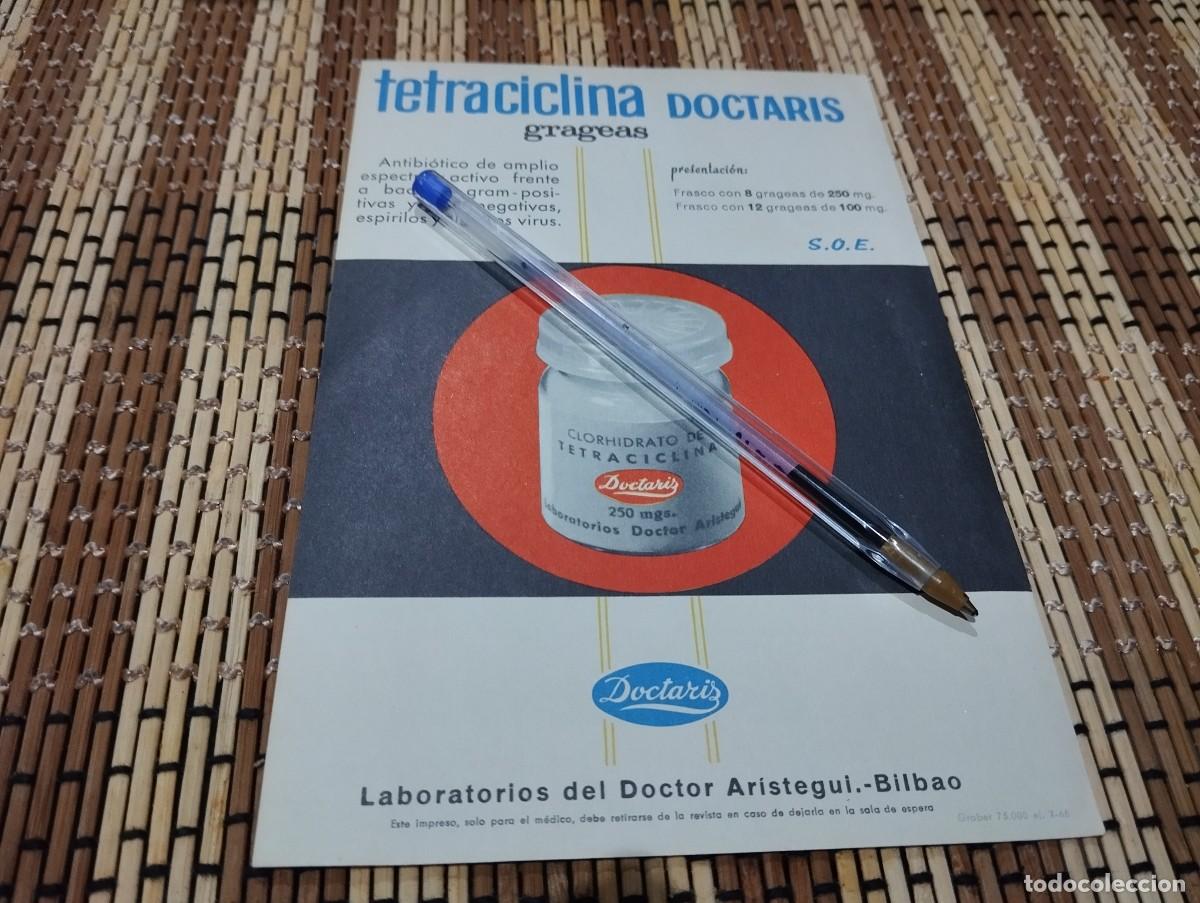 Cat&aacute;logos publicit&aacute;rios: MEDICAMENTO TETRACICLINA DOCTAROS GRAGEAS REVERSO TERRASOLVENTE. ANTIGUO ANUNCIO PUBLICIDAD REVISTA