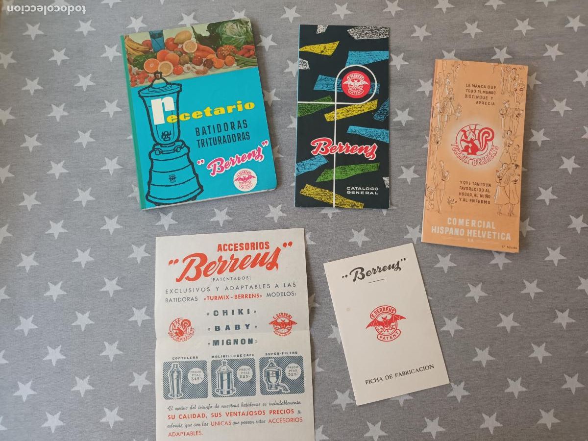 Cataloghi pubblicitari: LOTE BERRENS CATALOGO, INSTRUCCIONES, ACCESORIOS, RECETARIO. BATIDORA, TRITUEADORA ETC