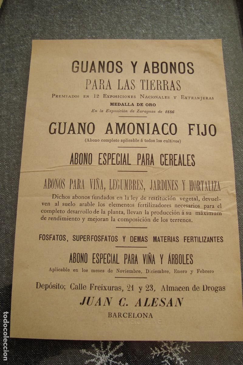 Advertising Catalogs: ANTIGUA PUBLICIDAD GUANOS Y ABONOS JUAN C. ALESAN BARCELONA-AGENCIA CARMELO ALVAREZ MEDIAVILLA XIX