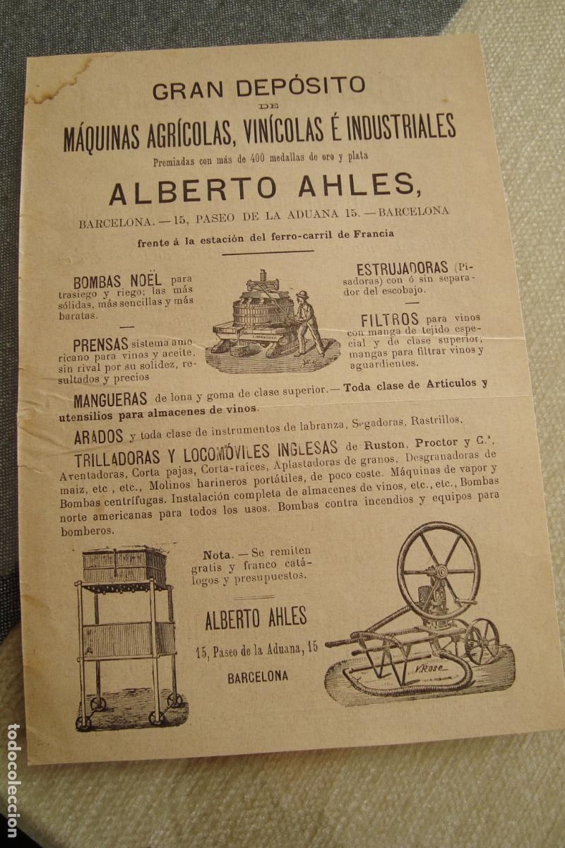 Advertising Catalogs: ANTIGUA PUBLICIDAD DEPOSITO MAQUINAS AGRICOLAS ALBERTO AHLES BARCELONA. RUSTON PROCTOR CIA. XIX