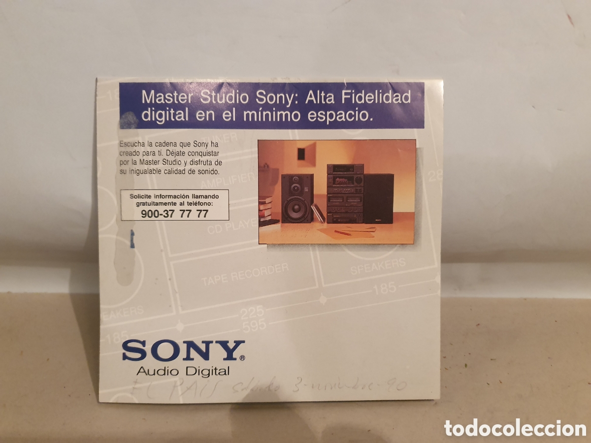 Advertising Catalogs: SONY. MASTER STUDIO. AUDIO DIGITAL, ALTA FIDELIDAD. PUBLICIDAD A&Ntilde;OS 90.