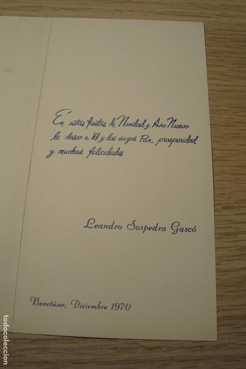 Catalogues publicitaires: ANTIGUA TARJETA FELICITACION LEANDRO SOSPEDRA GASCO. BENETUSER VALENCIA 1970