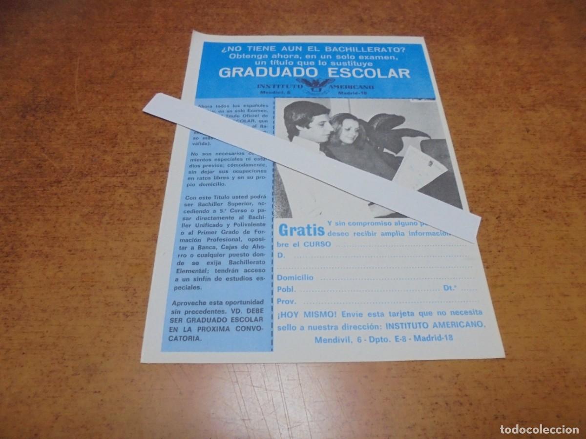 Catalogues publicitaires: PUBLICIDAD 1975: GRADUADO ESCOLAR EN EL INSTITUTO AMERICANO