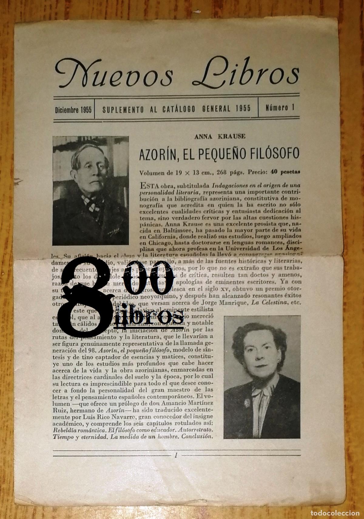 Werbekataloge: NUEVOS LIBROS. Diciembre 1955, N&uacute;mero 1: Suplemento al cat&aacute;logo general 1955. - Espasa-Calpe