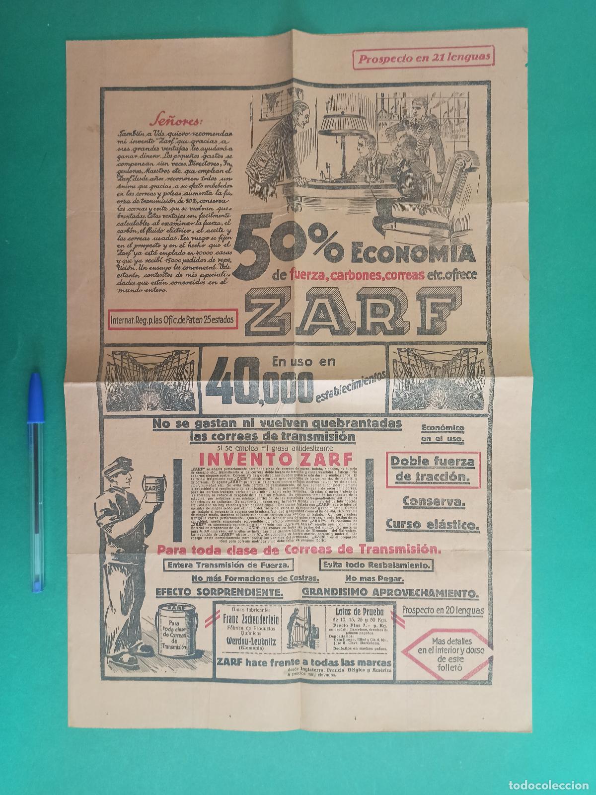 Cat&aacute;logos publicitarios: Antiguo gran prospecto en 21 idiomas. Publicidad Zarf.