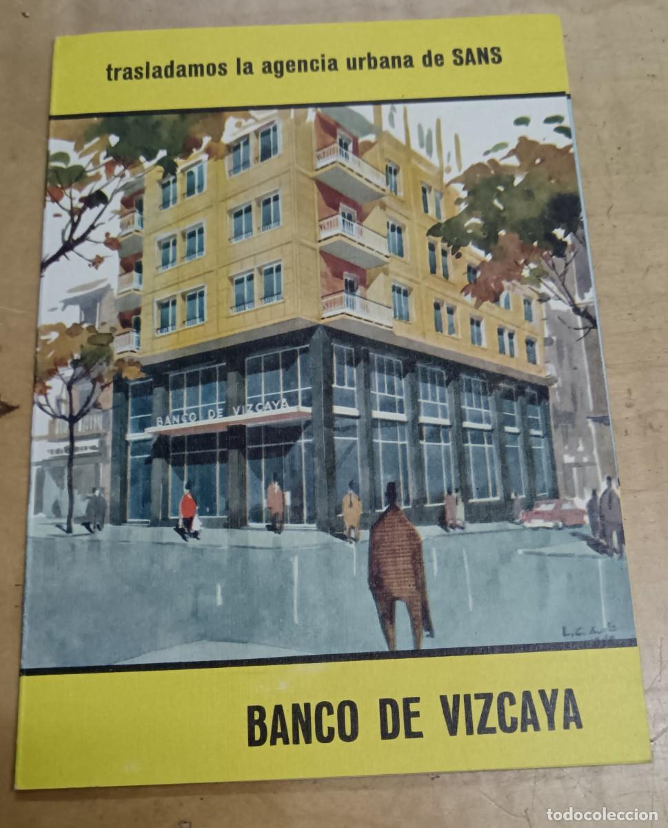 Cat&aacute;logos publicitarios: TR&Iacute;PTICO PUBLICITARIO BANCO DE VIZCAYA SUCURSAL BARCELONA CALLE SANS A&Ntilde;O 1965 15X10,5 CM.
