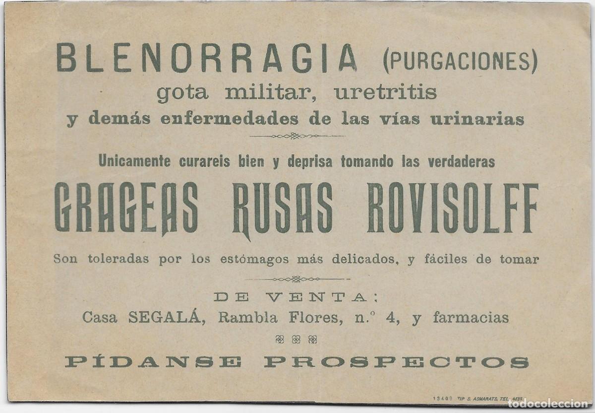 Werbekataloge: 0055 -GRAGEAS RUSAS ROVISOLFF -FOLLETO PUBLICITARIO- CASA SEGALA RAMBLA DE LAS FLORES N&ordm; 4- 16X11 CM
