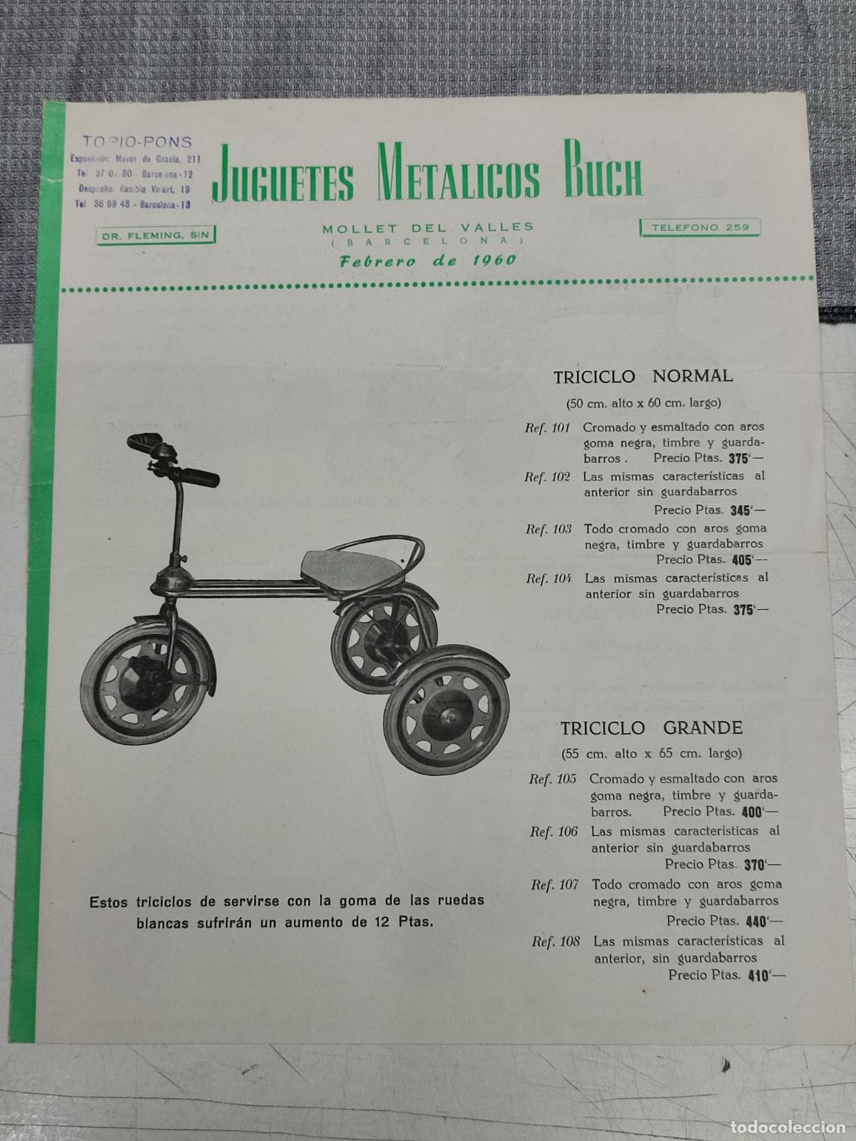 Werbekataloge: JUGUETES BUCH. MOLLET DEL VALLES. CATALOGO TRICICLOS 1960