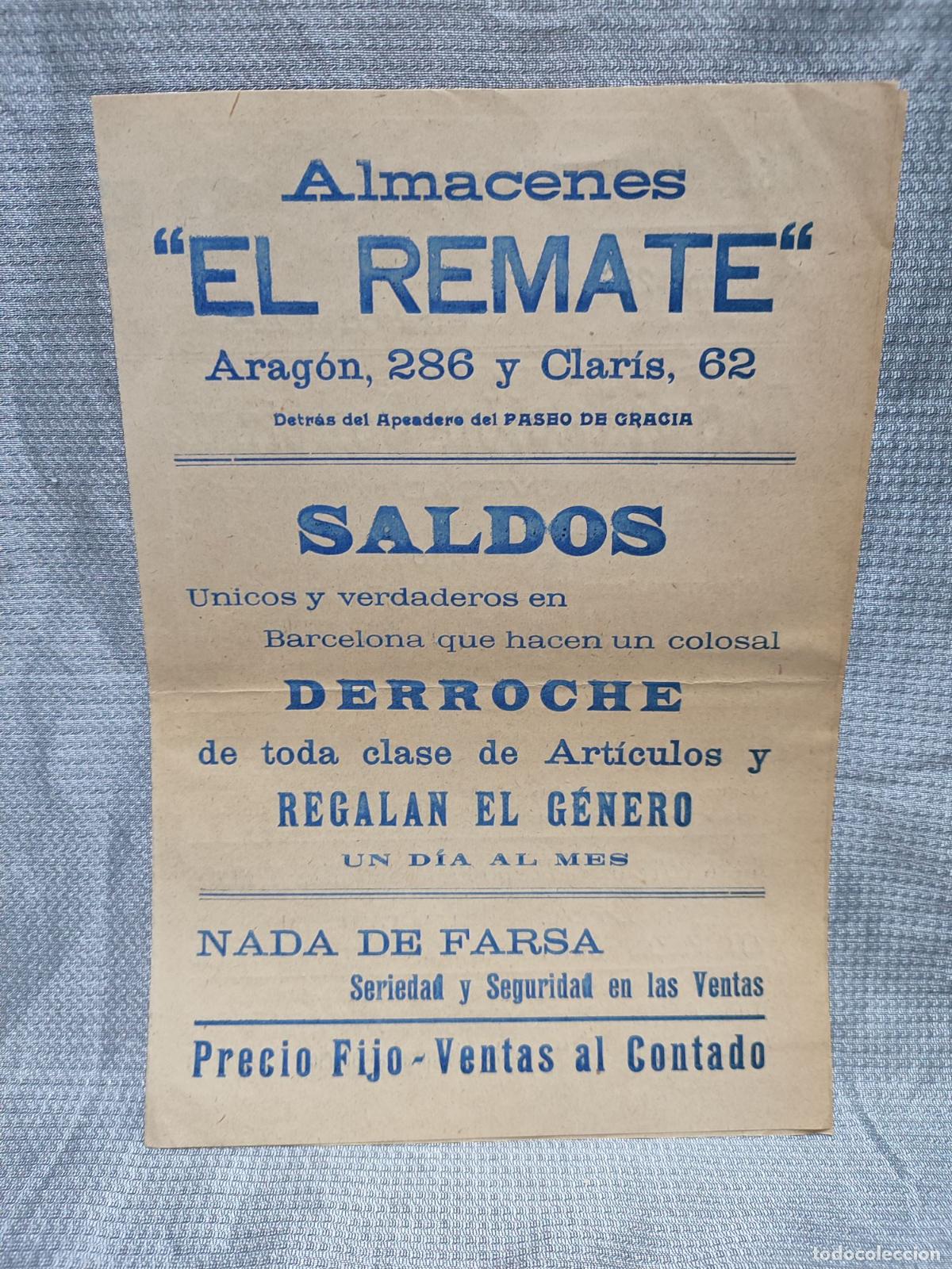 Werbekataloge: ALMACENES EL REMATE. BARCELONA. FOLLETO PUBLICITARIO