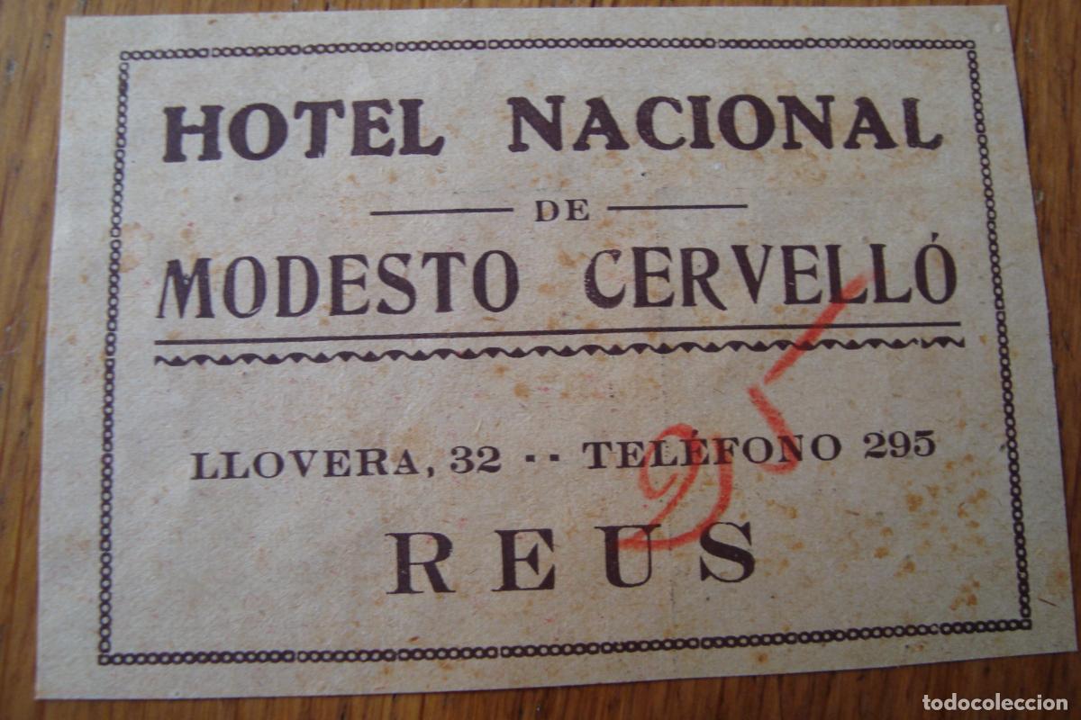 Cat&aacute;logos publicitarios: ANTIGUA PUBLICIDAD HOTEL NACIONAL - MODESTO CERVELL&Oacute;. REUS 1940