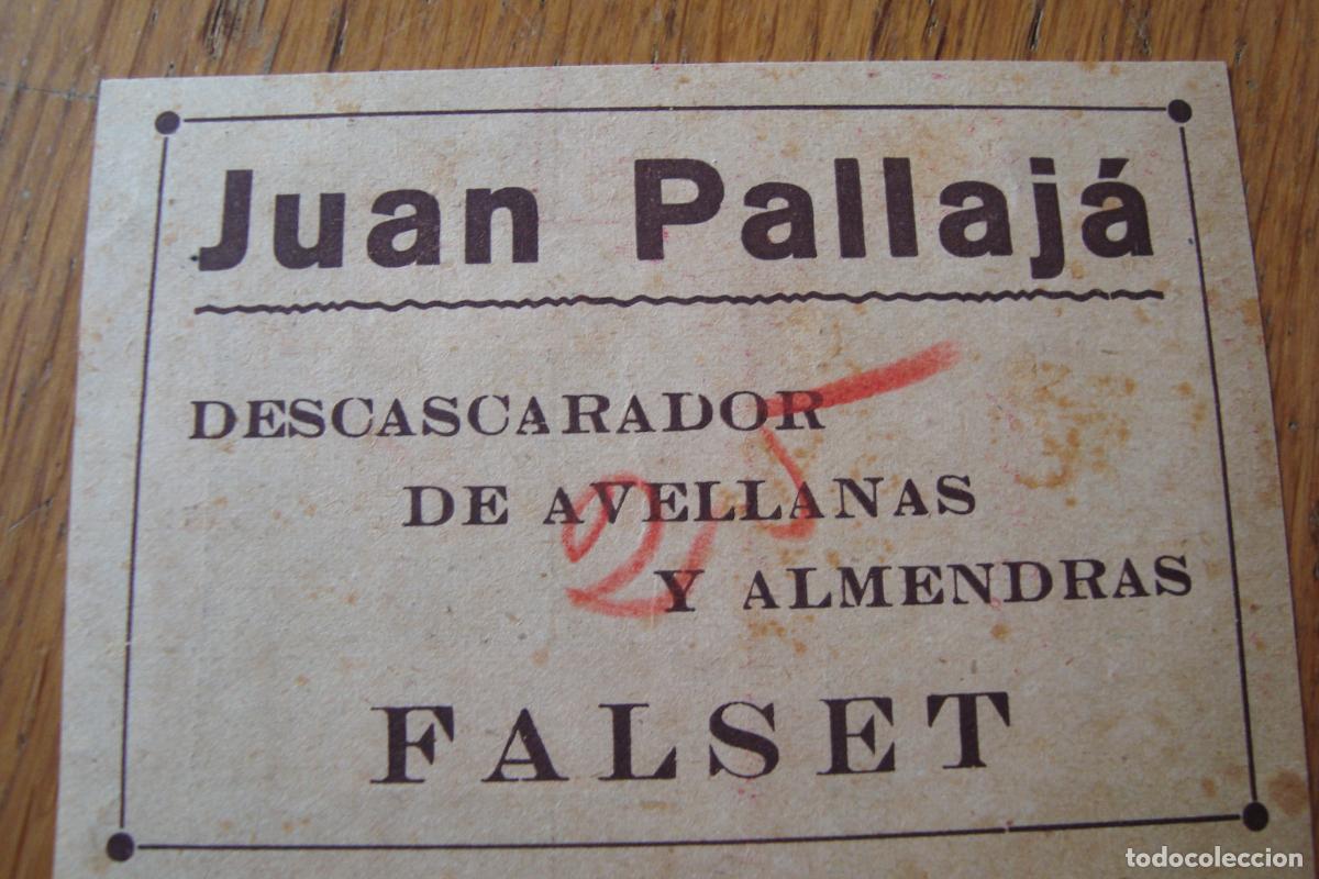 Cat&aacute;logos publicitarios: ANTIGUA PUBLICIDAD JUAN PALLAJ&Aacute;. DESCASCARADOR DE AVELLANAS. FALSET TARRAGONA 1940