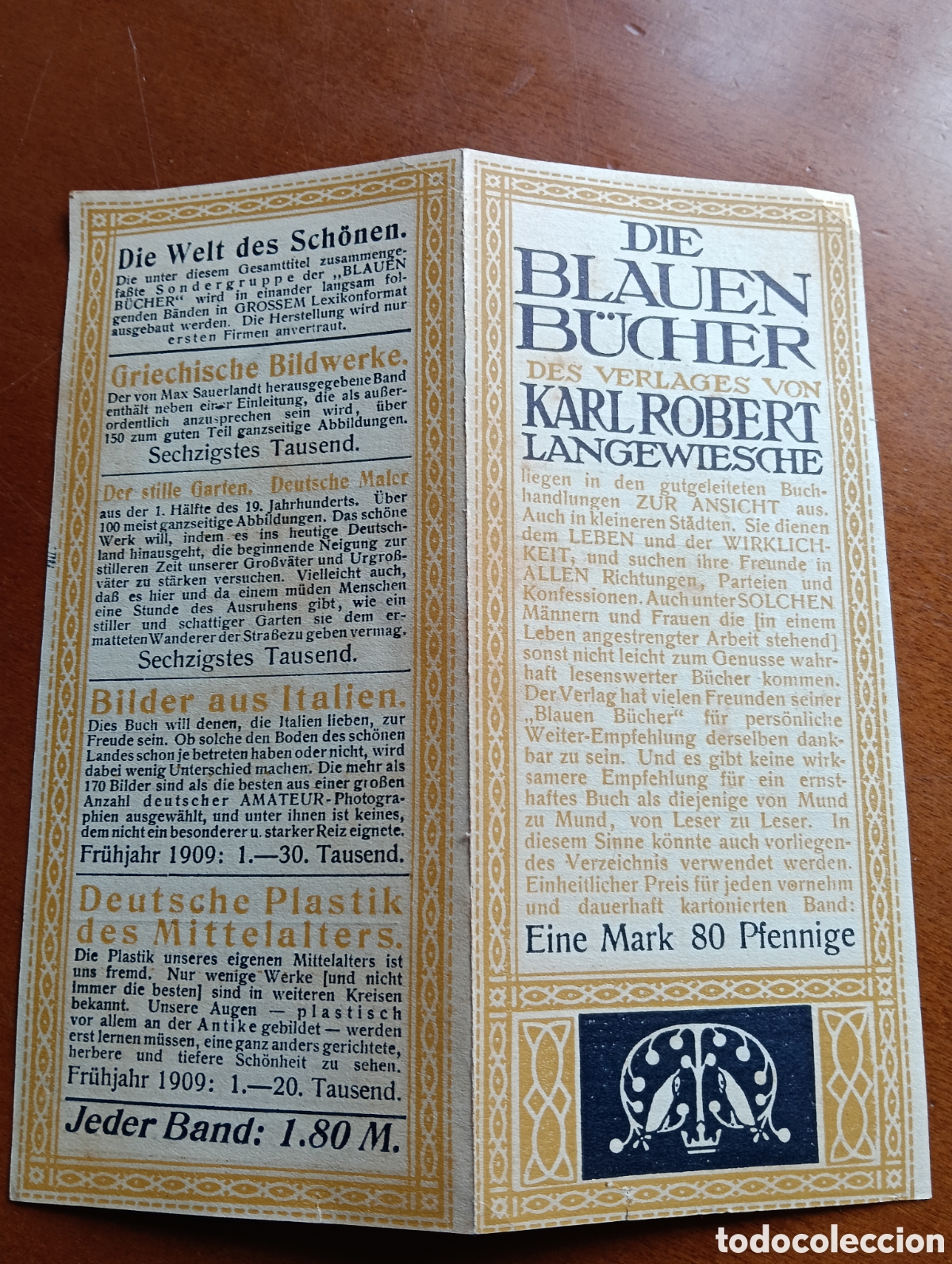 Cat&aacute;logos publicitarios: DIE BLAUEN B&Uuml;CHER Primera edici&oacute;n / original, angosto 12&deg;, 4 p&aacute;ginas,
