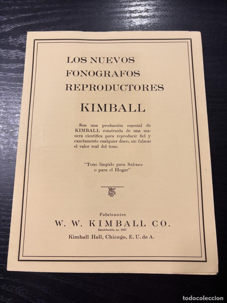 Catalogues publicitaires: CAT&Aacute;LOGO. LOS NUEVOS FONOGRAFOS REPRODUCTORES KIMBALL. W. W. KIMBAKK CO.CHICAGO. TR&Iacute;PTICO