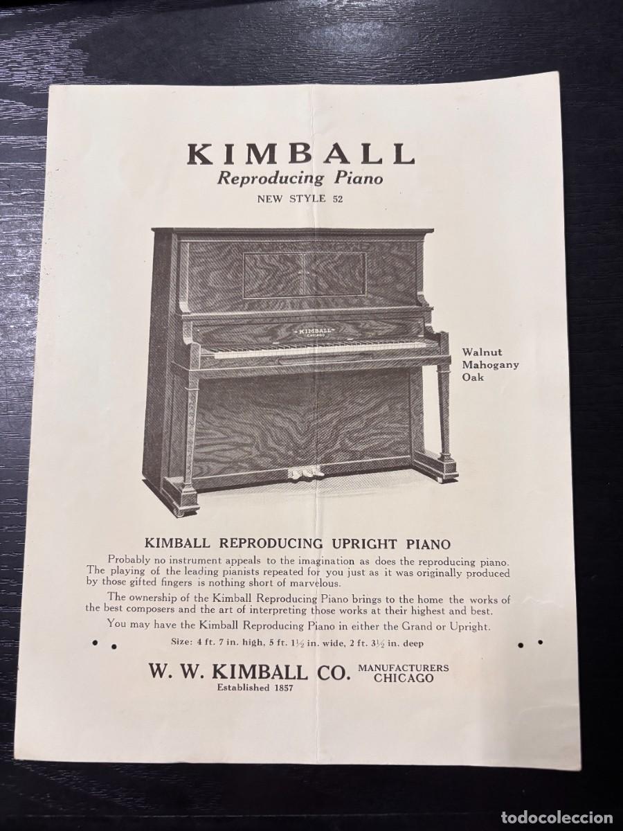 Catalogues publicitaires: PAPEL PUBLICITARIO. KIMBALL REPRODUCING PIANO. NEW STYLE 52. W. W. KIMBALL CO. CHICAGO