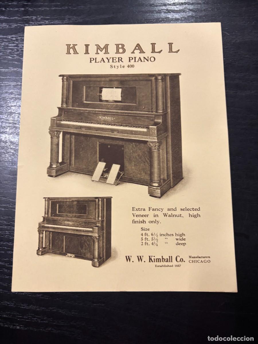 Cat&aacute;logos publicitarios: PAPEL PUBLICITARIO. PLAYER PIANO. STYLE 400. W. W. KIMBALL CO. CHICAGO. VER FOTOS