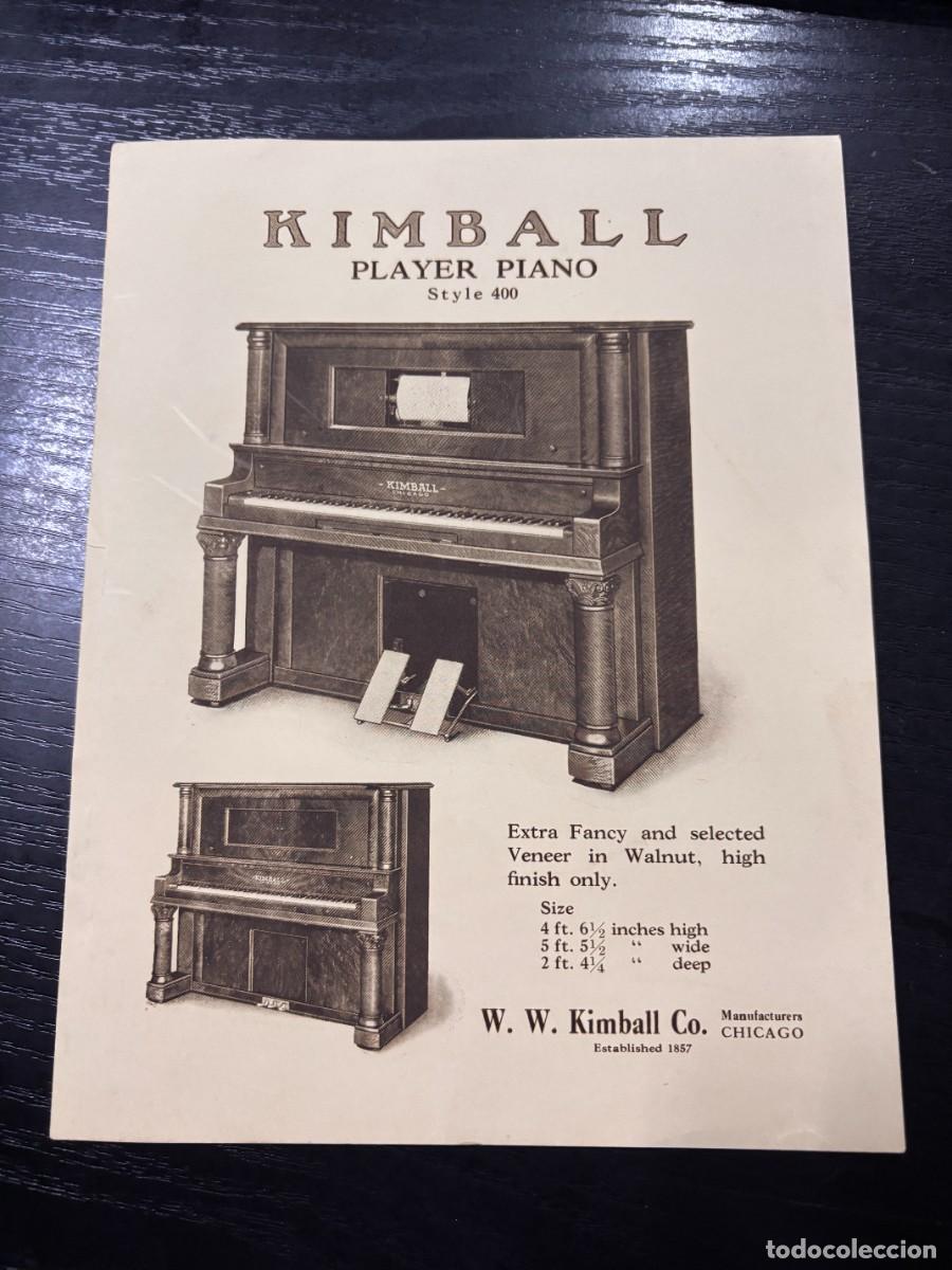 Cat&aacute;logos publicitarios: PAPEL PUBLICITARIO. PLAYER PIANO. STYLE 400. W. W. KIMBALL CO. CHICAGO. VER FOTOS