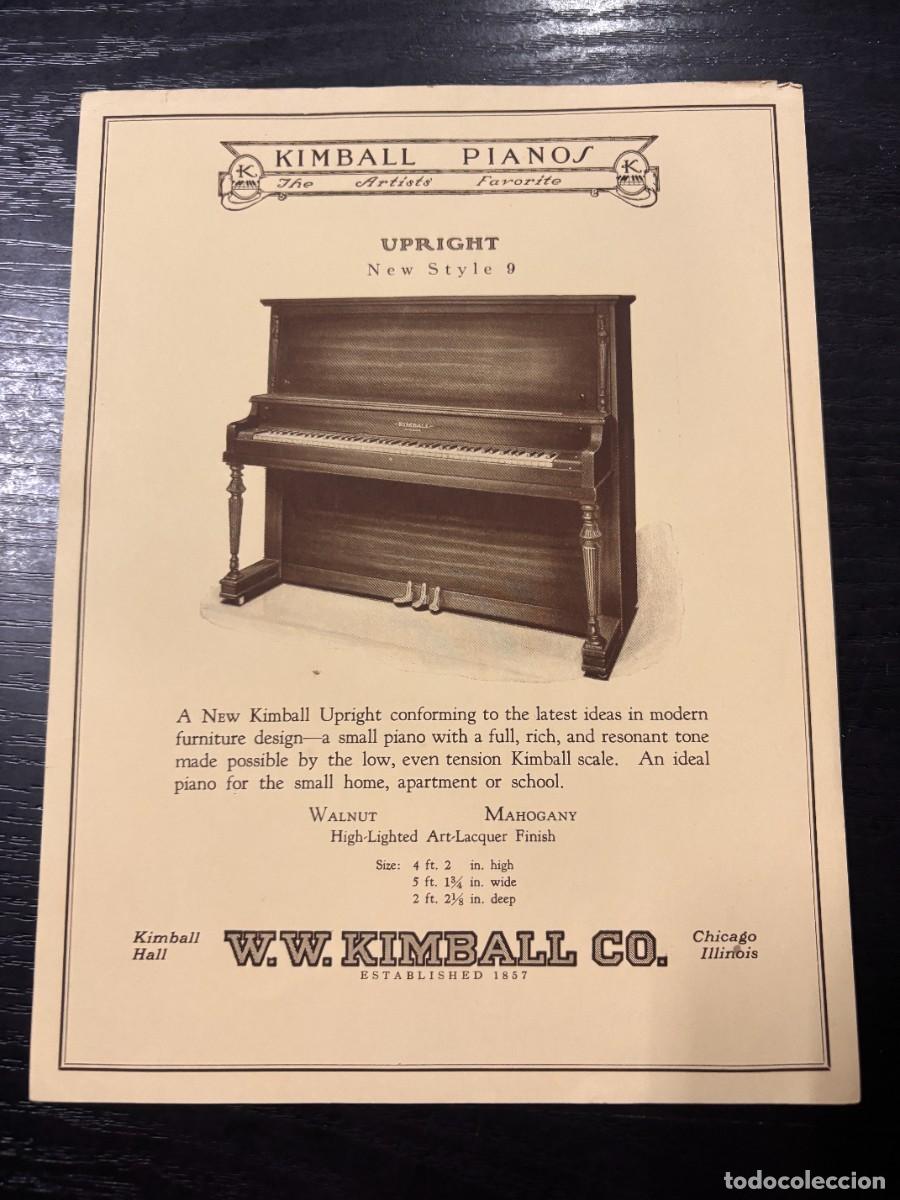 Cat&aacute;logos publicitarios: PAPEL PUBLICITARIO. KIMBALL PIANOS. UPRIGHT. NEW STYLE 9. W. W. KIMBALL CO. CHICAGO