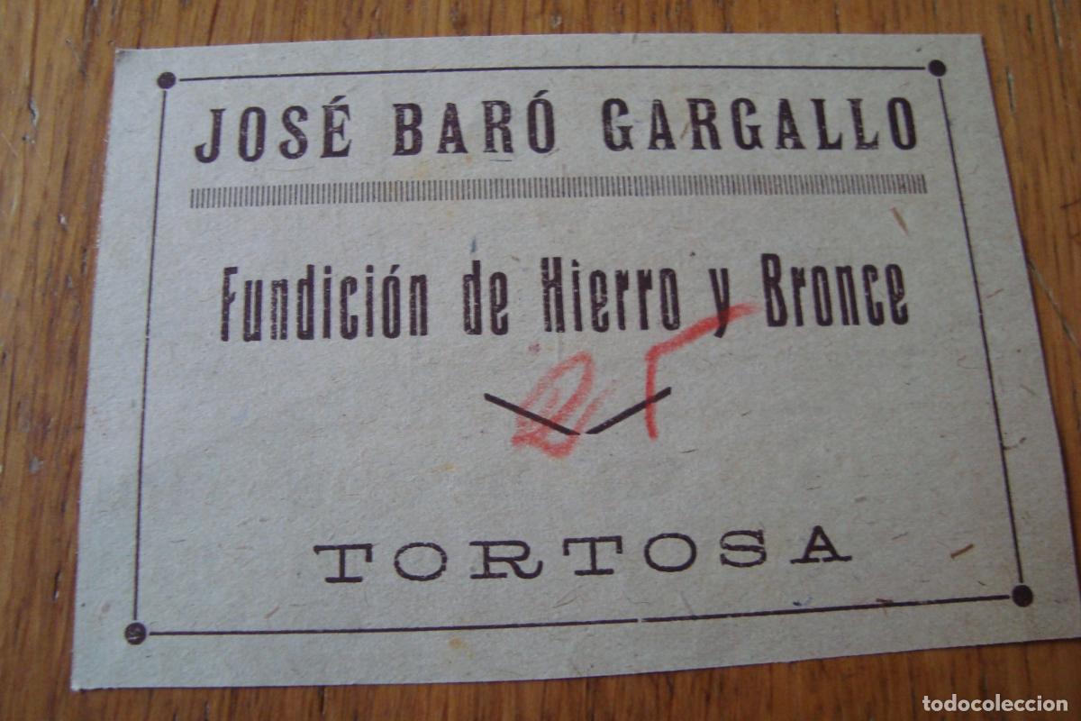 Cat&aacute;logos publicitarios: ANTIGUA PUBLICIDA JOSE BAR&Oacute; GARGALLO. FUNDICION HIERRO Y BRONCE. TORTOSA 1940