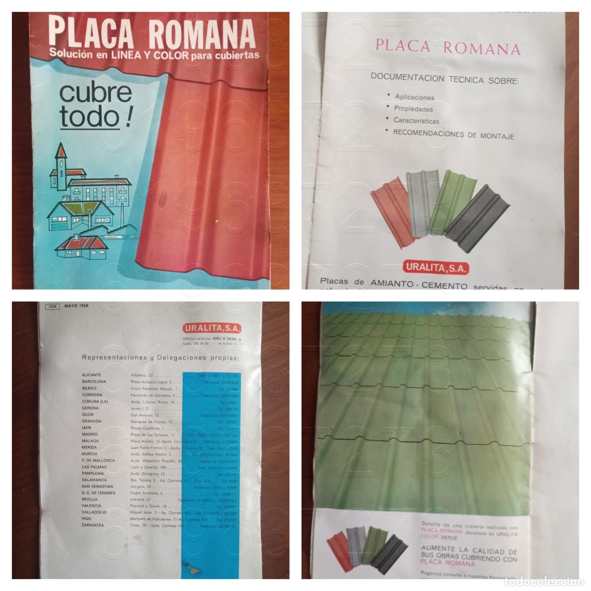 Cat&aacute;logos publicitarios: URALITA PLACA ROMANA FOLLETO PUBLICITARIO 1968 29CM W7