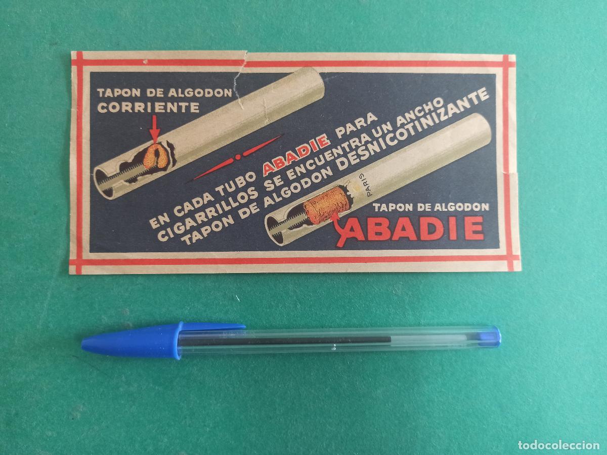 Cataloghi pubblicitari: Antigua publicidad Abadie. Tapon de algod&oacute;n Desnicotinizante para cigarrillos de tabaco