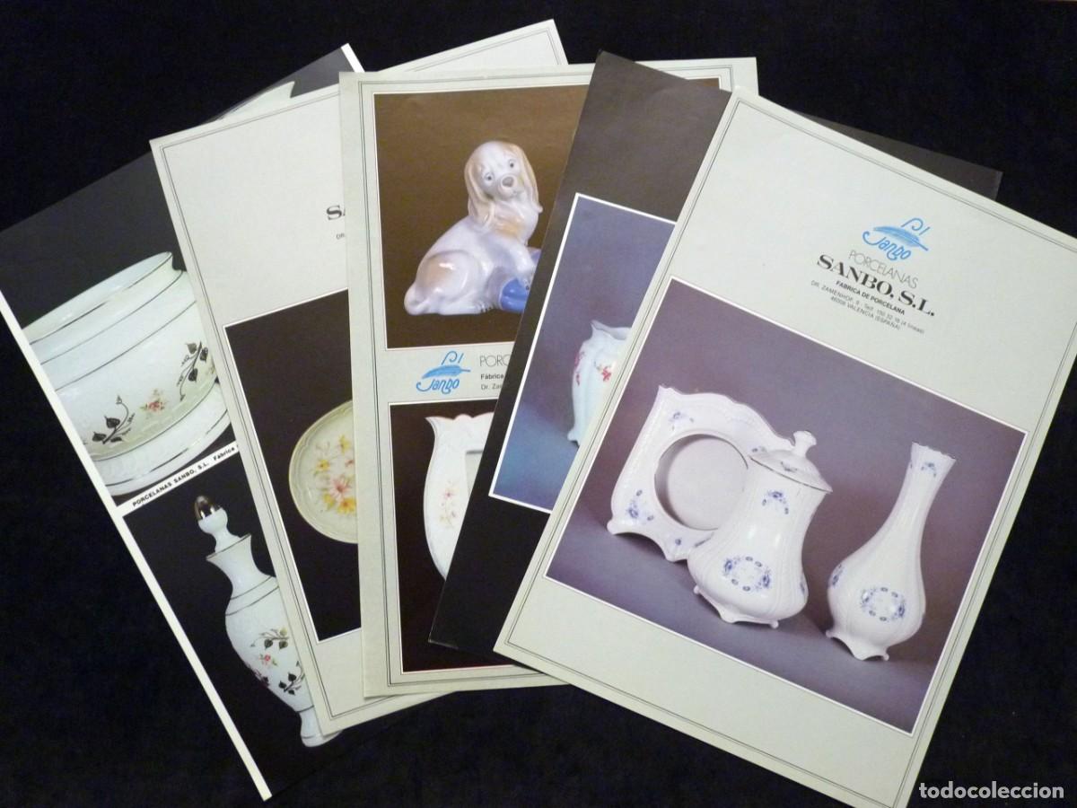 Cat&aacute;logos publicitarios: LOTE DE 5 HOJAS PUBLICITARIAS &ndash; CAT&Aacute;LOGO PORCELANAS SANBO, VALENCIA, A&Ntilde;OS 80