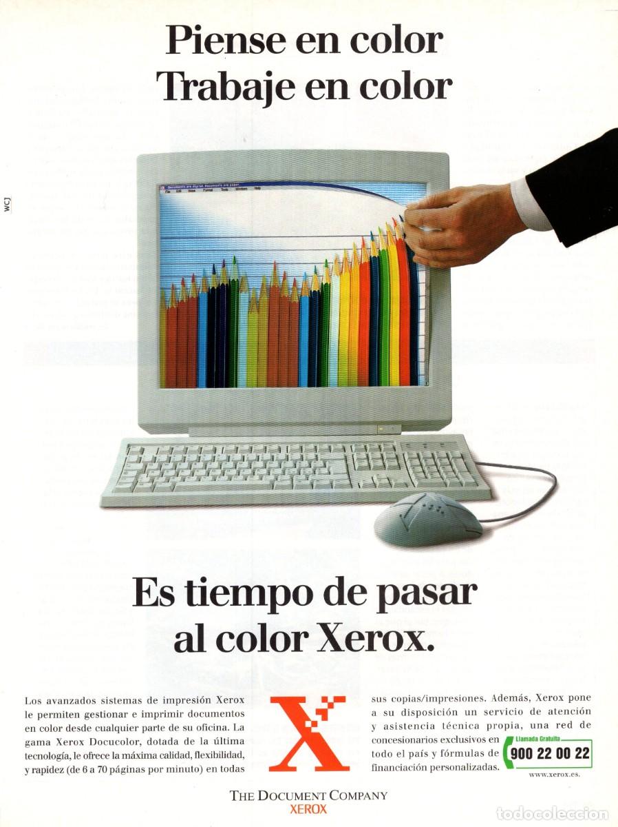 Cataloghi pubblicitari: Hoja publicidad revista 1998. XEROX. Piense en color. Trabaje en color.