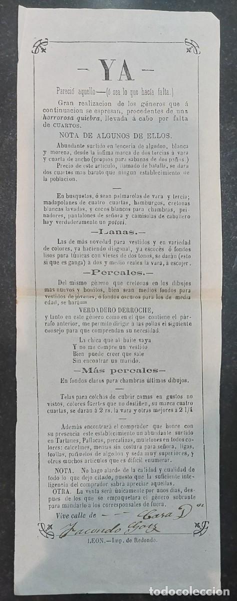 Cataloghi pubblicitari: LEON. PUBLICIDAD DE UN COMERCIO LOCAL DE PRINCIPIOS DEL SIGLO XX. MUY CURIOSO Y RARO.