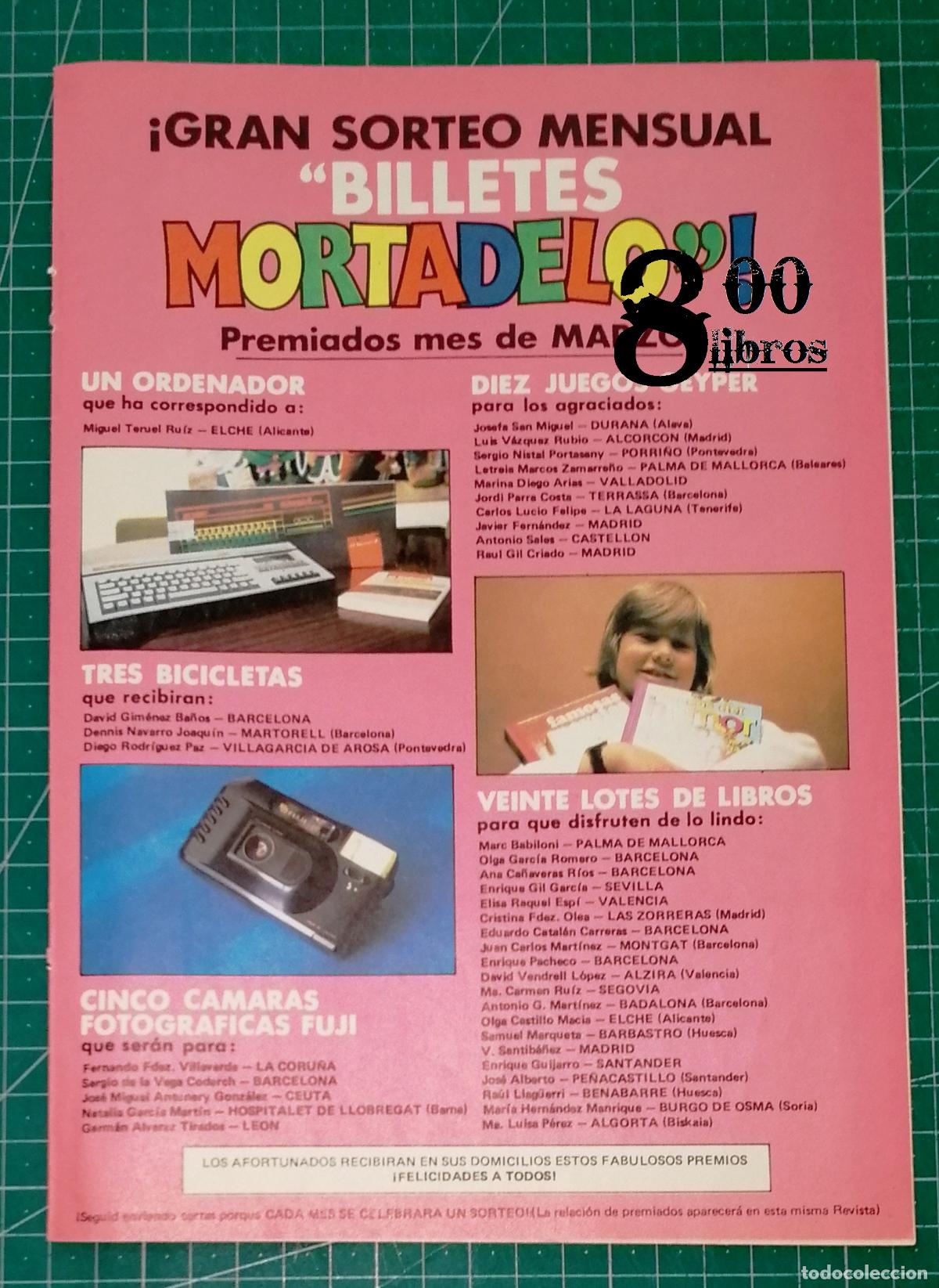 Werbekataloge: ANUNCIO - HOJA - PUBLICIDAD. GRAN SORTEO MENSUAL BILLETES MORTADELO : Premiados mes de marzo. - 1988