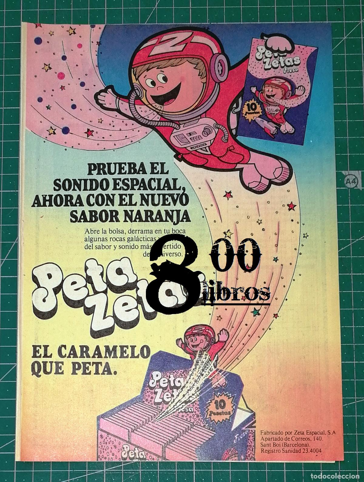 Werbekataloge: ANUNCIO - HOJA - PUBLICIDAD. PETA ZETAS. SONIDO ESPACIAL NUEVO SABOR NARANJA. - 1980